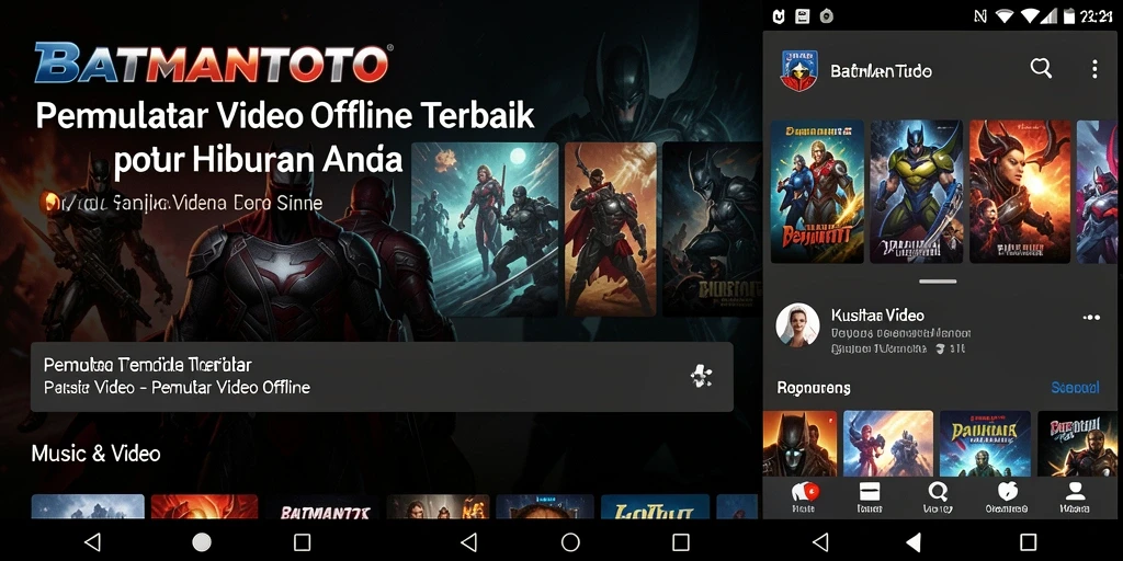 Antarmuka aplikasi BATMANTOTO menampilkan fungsi Pemutar Video Offline yang ramah pengguna.