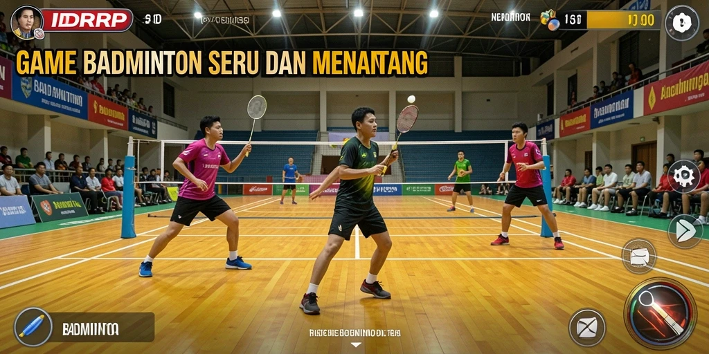 Tampilan antarmuka utama IDRRP dengan aksi Badminton yang seru.