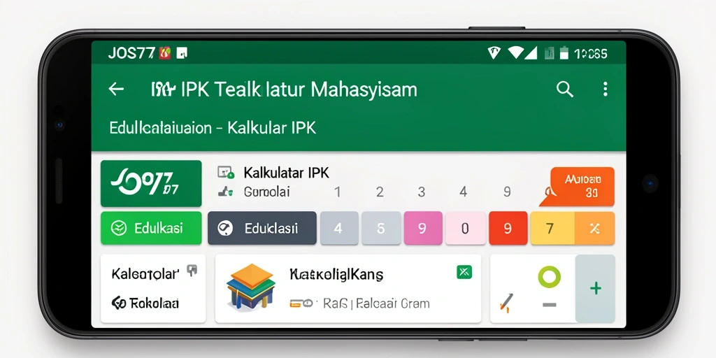 Tampilan antarmuka aplikasi JOS77 yang sederhana dan user-friendly.