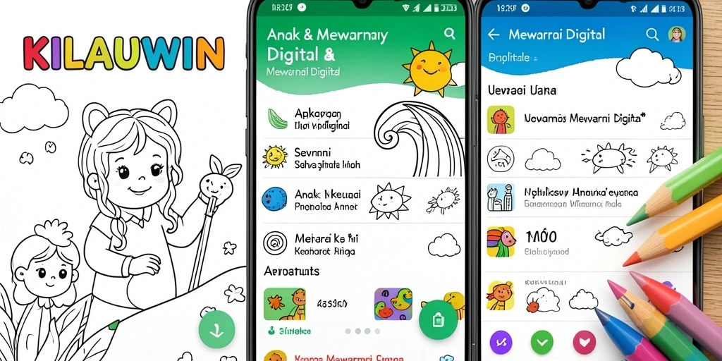 Tampilan antarmuka KILAUWIN yang user-friendly saat mewarnai.